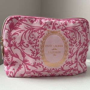 Authentic Estee Lauder Laduree Pink and Gold Makeup Cosmetic Bag